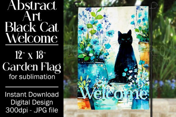 Abstract Black Cat Garden Flag Design Review