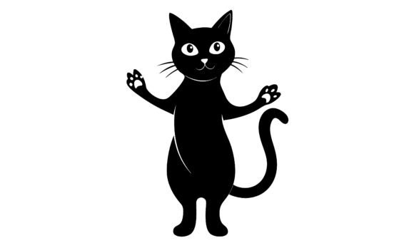 Black Cat Cartoon Happy Paws Up Review