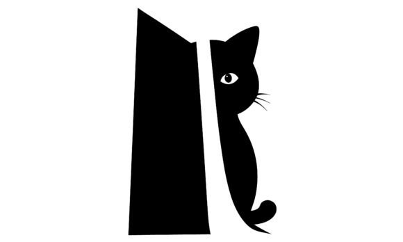 Black Cat Peeking Around the Corner