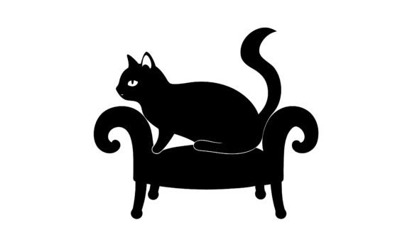 Black Cat Relaxing on a Fancy Chair