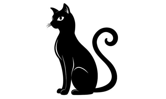 Black Cat Silhouette Sitting Vector Review
