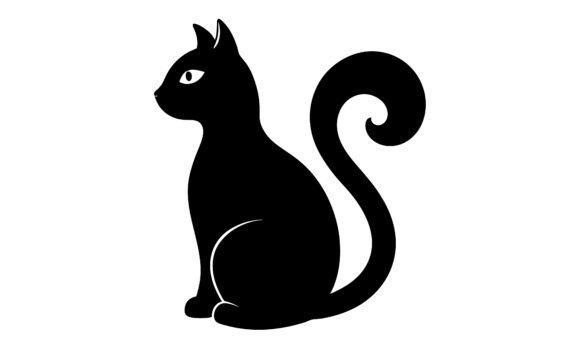Black Cat Silhouette with Curly Tail Review
