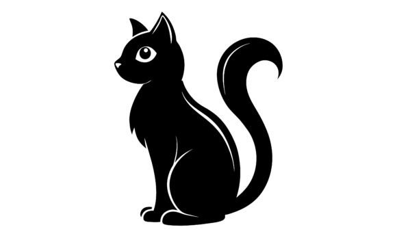 Black Cat Sitting Illustration: A Designer's Stitch Test