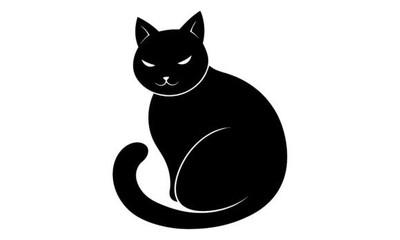 Black Cat Sitting Silhouette Vector Review