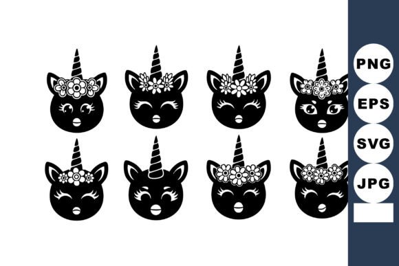 Black Unicorn Cat Faces Vector Review