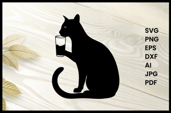 Cat Drinking Milk Silhouette Vector Review
