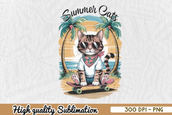 Cat on Skateboard Tropical Summer PNG Review