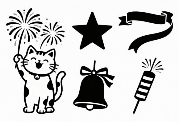 Cute Cat Fireworks Bell Star Ribbon Review