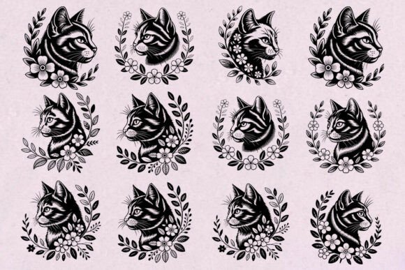 Floral Cat Portrait Clipart Bundle Review