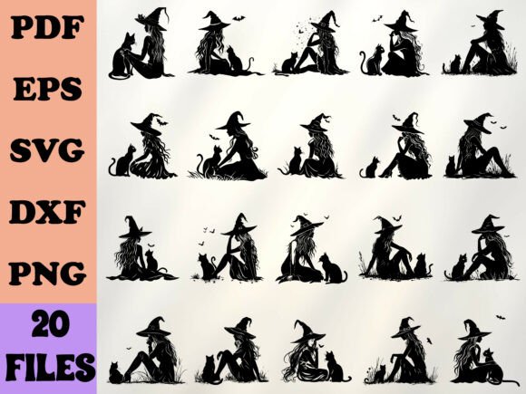 Halloween Black Cat, Witch Silhouette Review