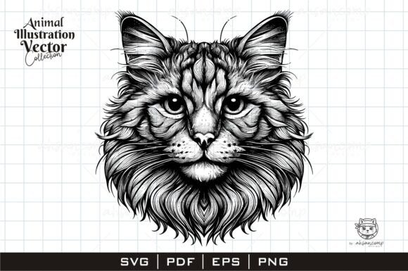 Majestic Maine Coon Cat Line Art Review