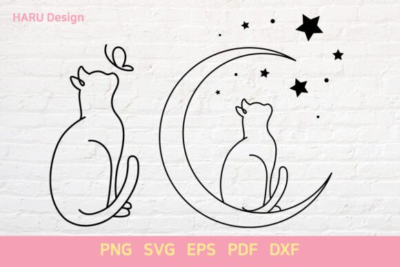 Moon Cat and Stars Butterfly Cat Outline Review