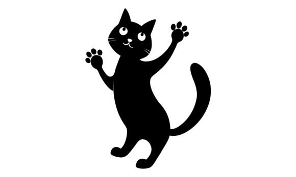 Playful Black Cat Reaching Upward Vector Review