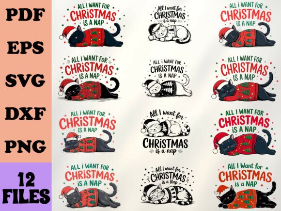Sarcastic Funny Christmas Lazy Cat