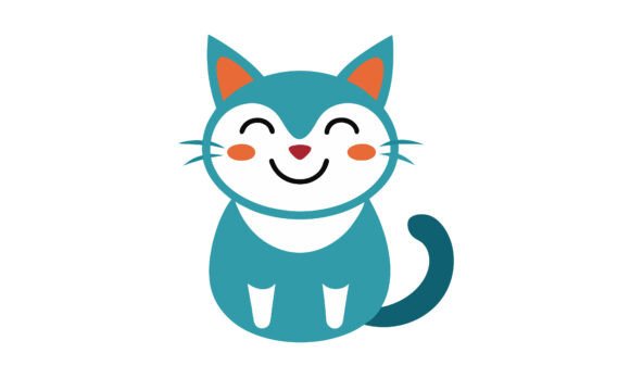 Smiling Cartoon Cat Vector Illustration